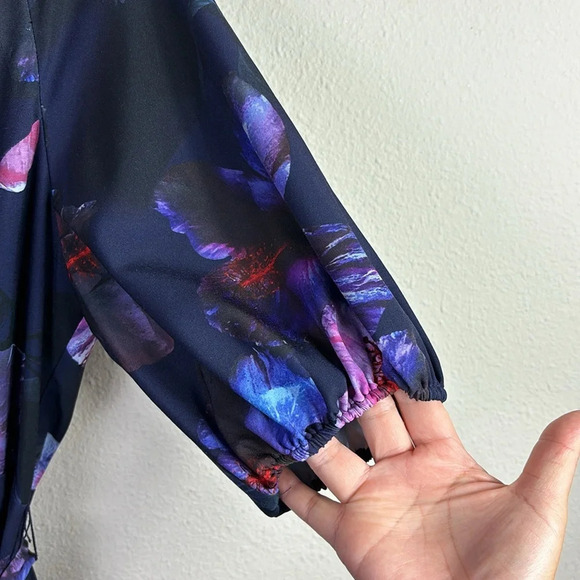 Adrianna Papell Ruffle Hem Dreamy Hibiscus Wrap Dress size 6 - Picture 8 of 16